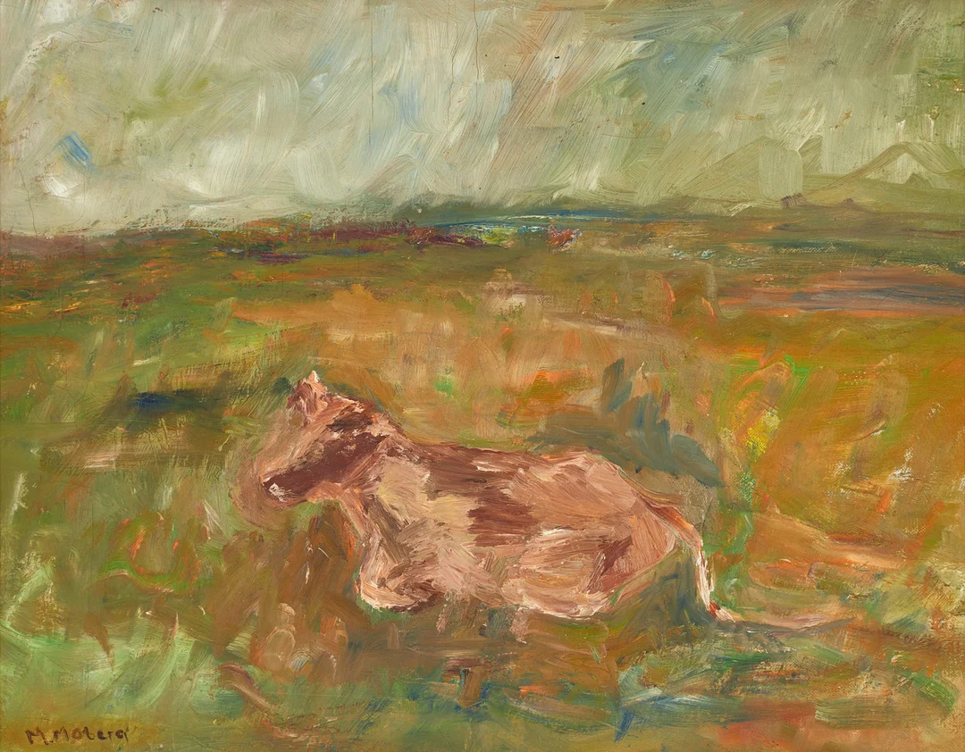 MAURICE MOBERG (1923-2014): Ko på äng, Scotland 1969, signerad, olja på duk. — Paintings — Crafoord Auktioner Stockholm