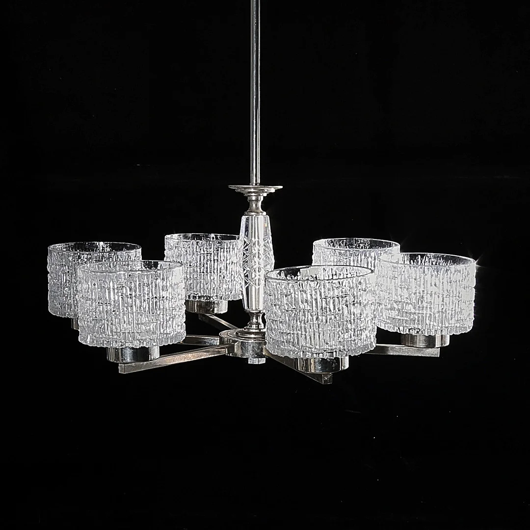 TAKARMATUR, 1950/60-tal, Krom med glaskupor. — Ceiling lights — Metropol Auktioner