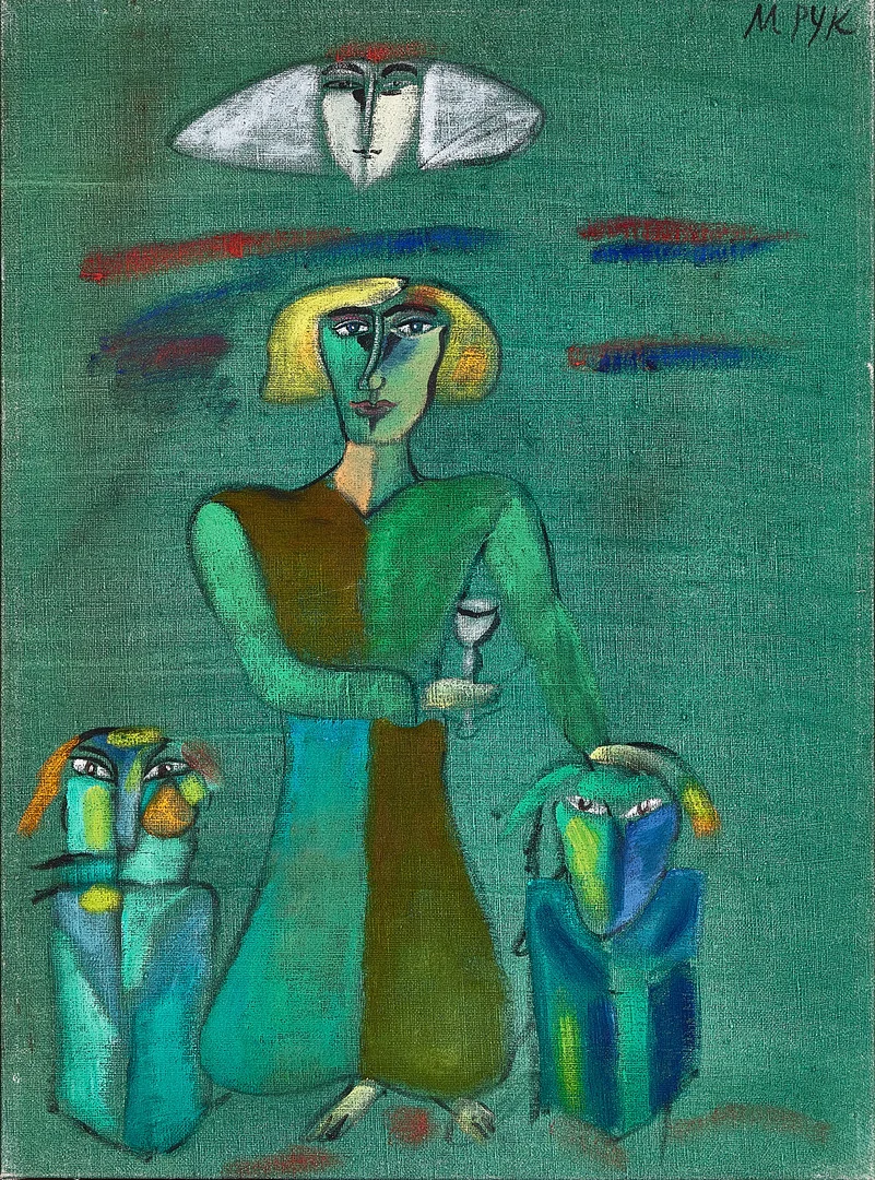 MADELEINE PYK. "Kri" oljemålning på duk, signerad M Pyk. — Paintings — Stockholms Auktionsverk Magasin 5