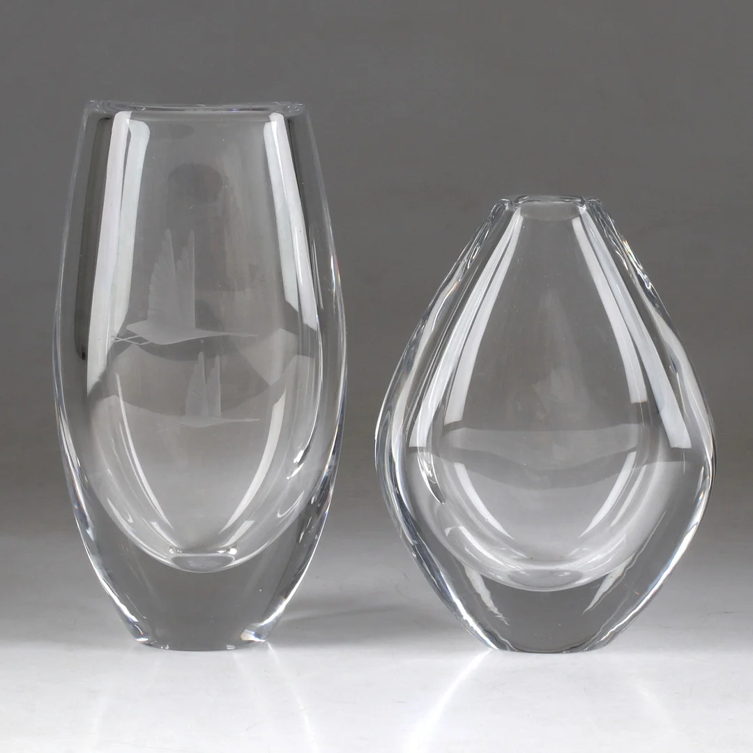SVEN PALMQVIST. Vaser 2 st, glas, Orrefors. — Utility glass — Stadsauktion Sundsvall