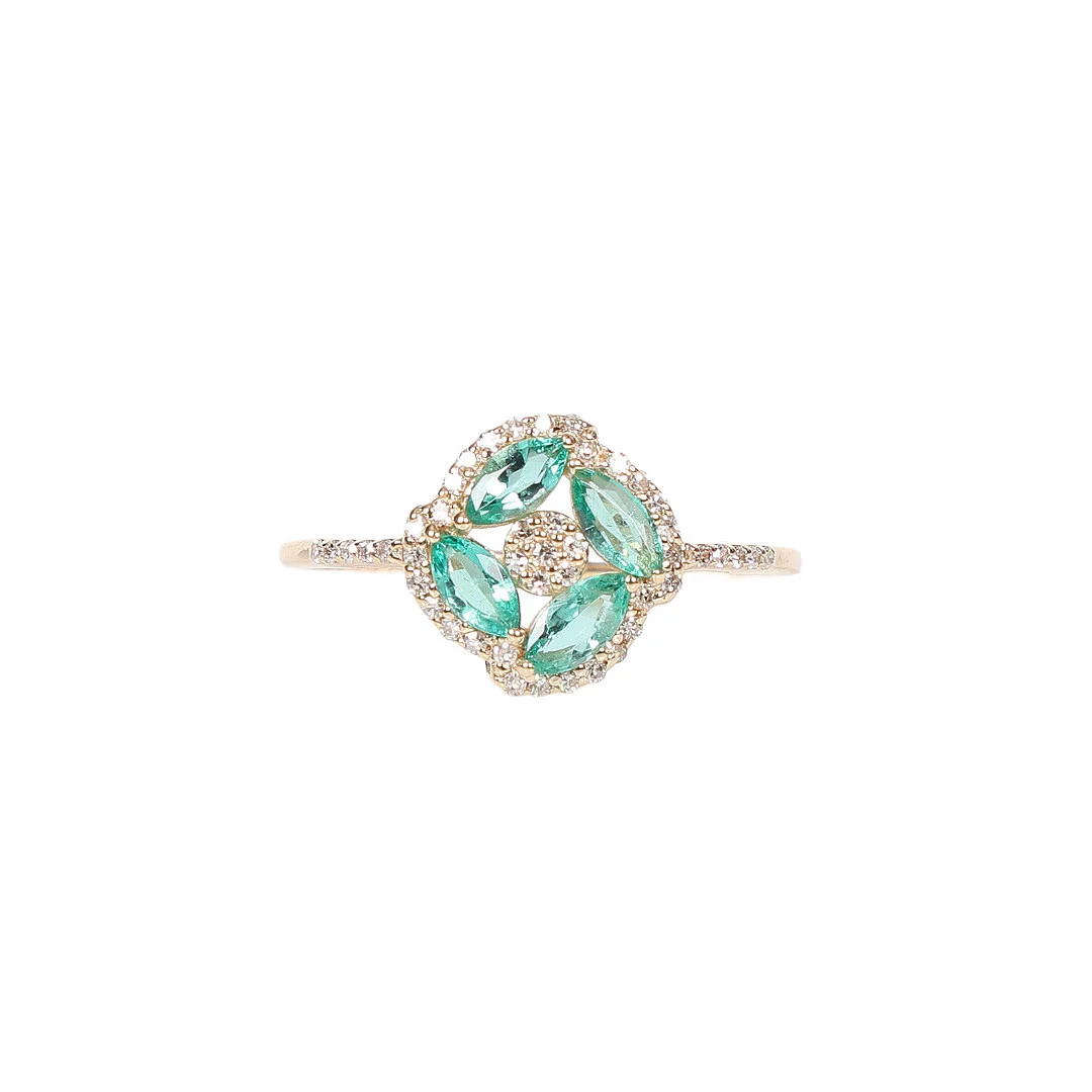 CERTIFICATED ZAMBIAN EMERALD AND DIAMOND CLUSTER RING. — Rings — Bishop & Miller