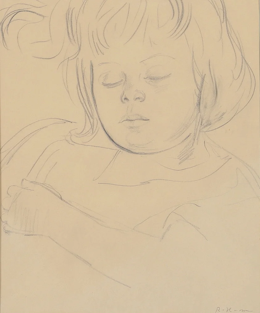 REINHOLD HOLTERMANN. Blyertsteckning, porträtt av flicka, signerad. — Drawings — Ekenbergs Auktioner