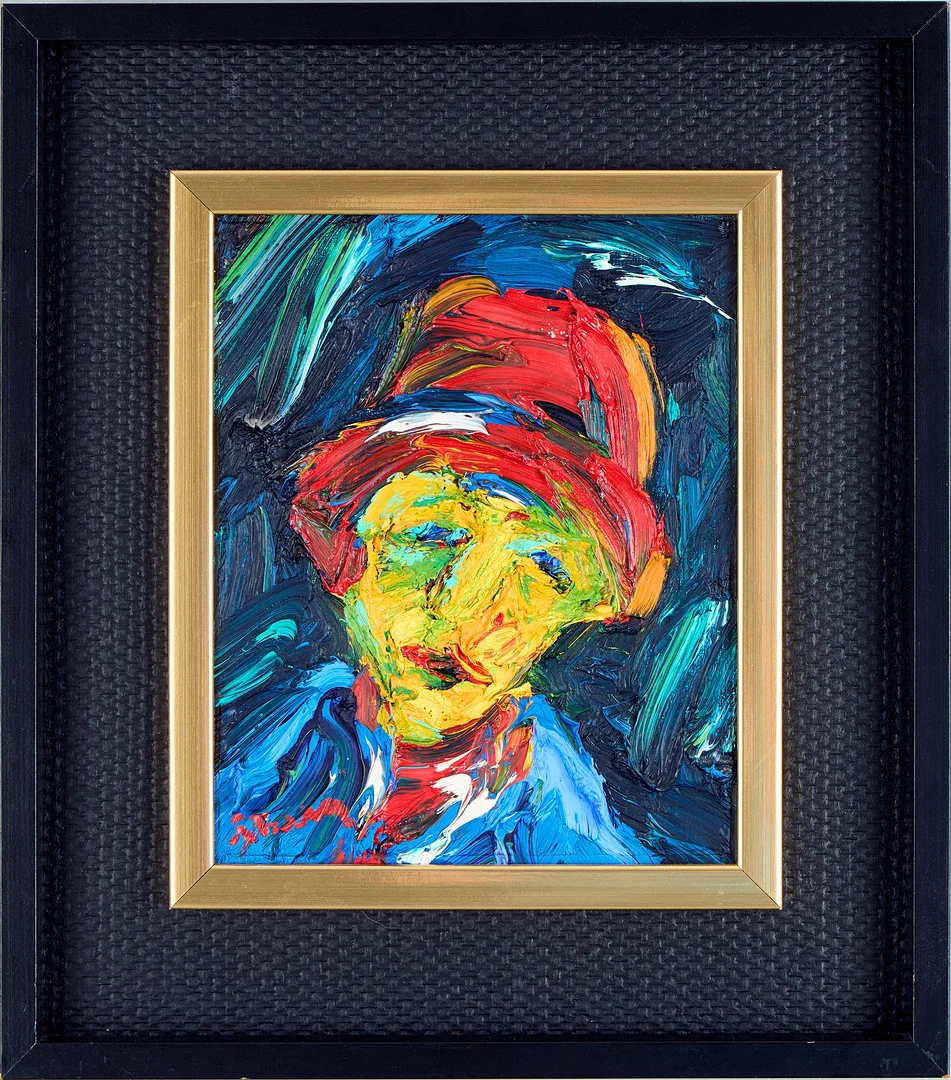 BENGT ÅBERG. Poträtt av man i hatt. — Paintings — Uppsala Auktionskammare