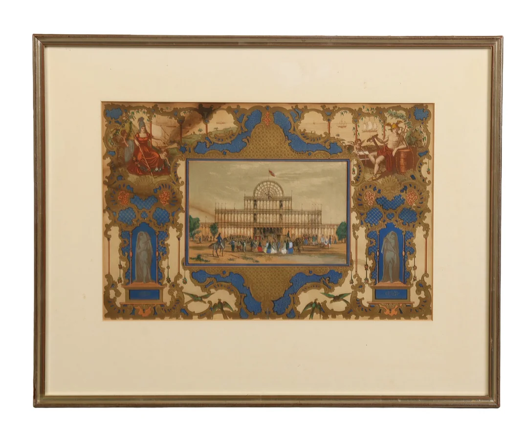 A 19TH CENTURY COLOURED PRINT, CRYSTAL PALACE. — Engravings & Prints — Bishop & Miller