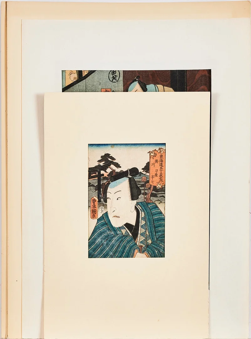 TRÄSNITT, Utagawa Kunisada, tre träsnitt samt Utagawa Kuniyoshi. — Engravings & Prints — Stockholms Auktionsverk Magasin 5
