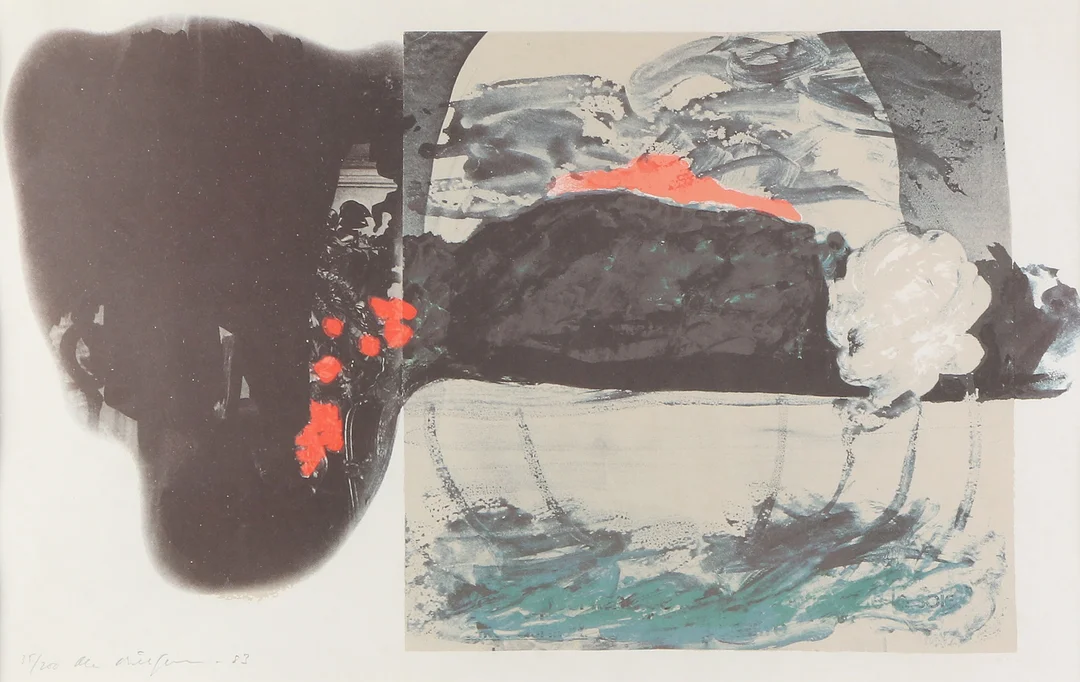 OLA BILLGREN. Serigrafi, 35/200. Komposition. Signerad. — Engravings & Prints — Skånes Auktionsverk