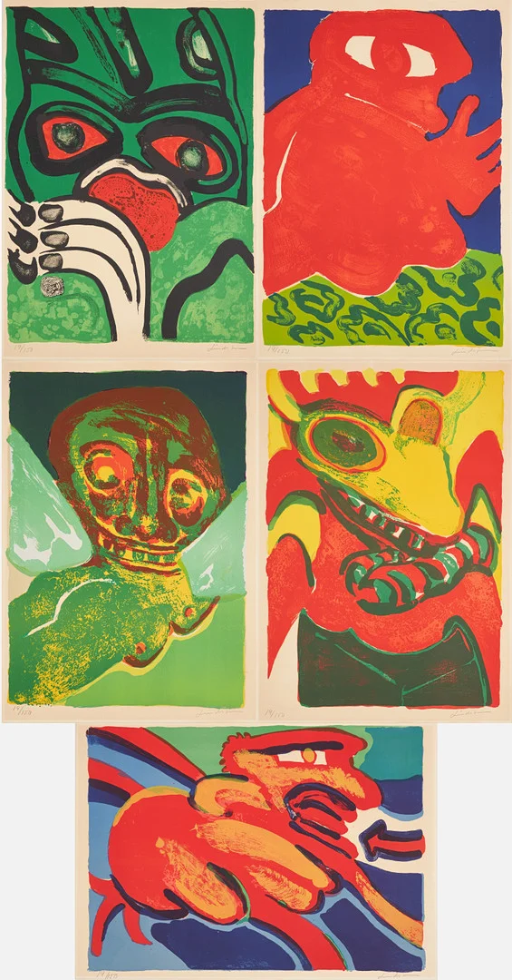 BENGT LINDSTRÖM. Mapp "Les Inconnus 1", 5 st litografier, signerade, numrerade. — Engravings & Prints — Stockholms Auktionsverk Sickla