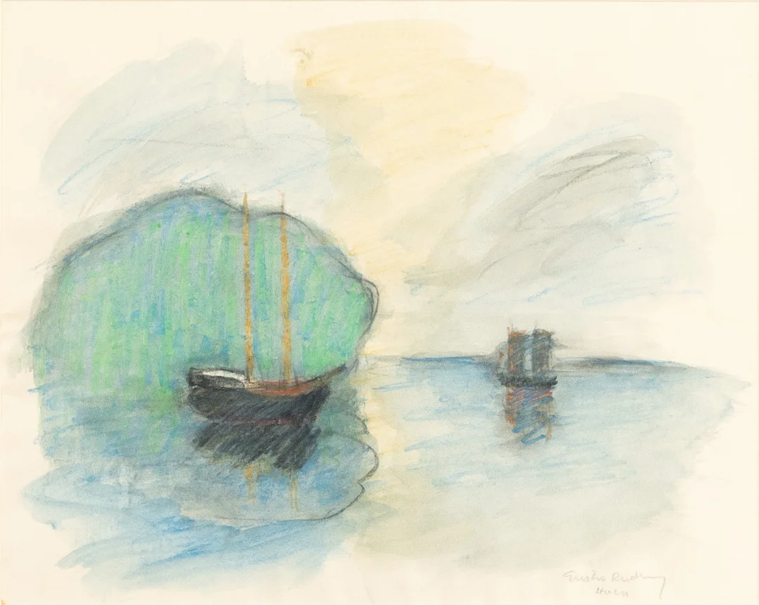 GUSTAV RUDBERG. blandteknik, akvarell och krita, signerad. — Paintings — Karljohan Auktioner