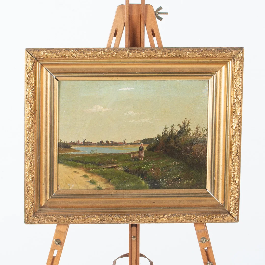 OKÄND KONSTNÄR. Olja på duk, figur i landskap. — Paintings — Laholms Auktionskammare