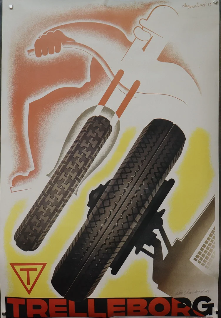OLLE SVANLUND. litografisk affisch, "Trelleborg". — Engravings & Prints — Markus Auktioner