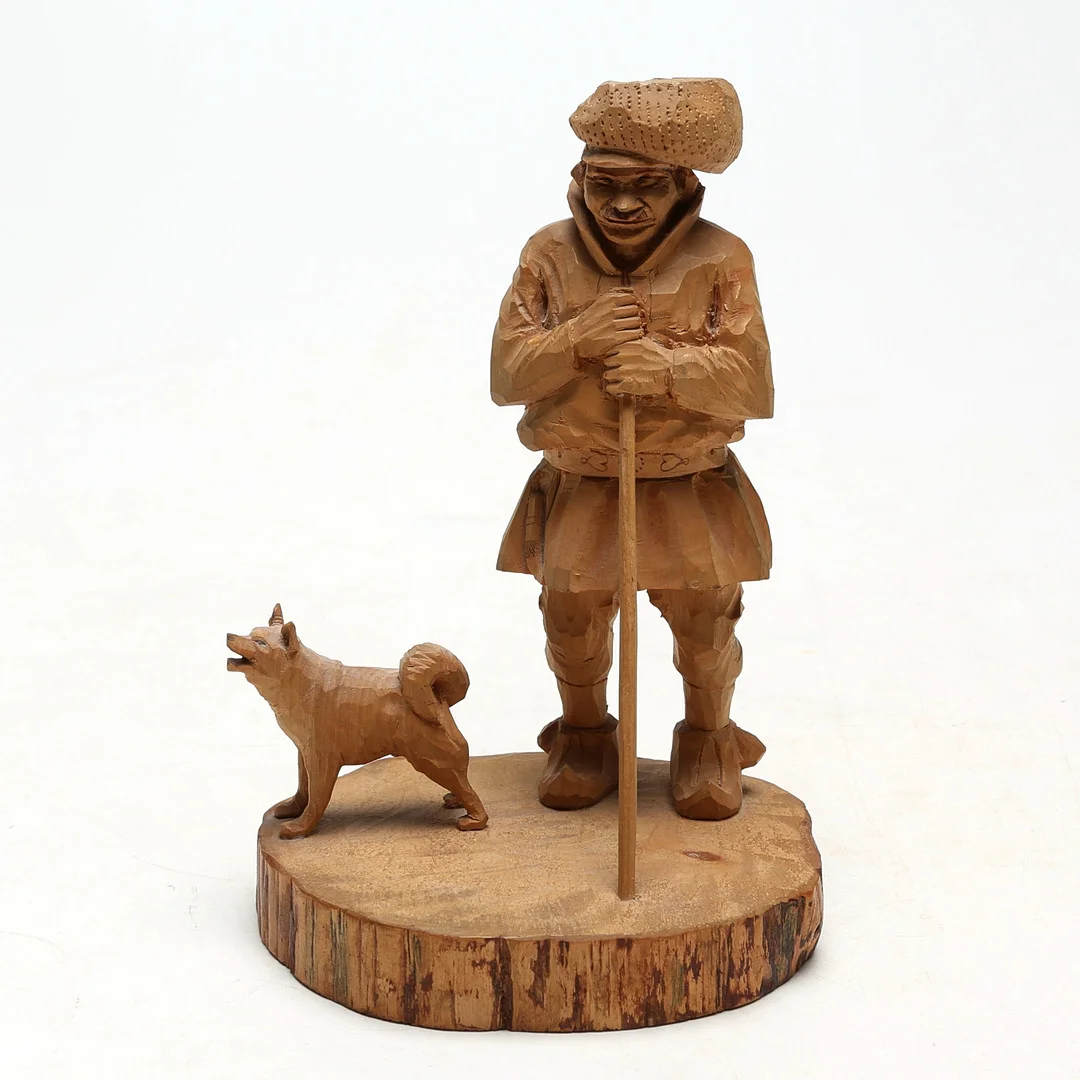 BENGT FRANSSON. SKULPTUR, trä, "Lapp-stav å hund" signerad 1968. — Sculptures & Bronzes — Kalmar Auktionsverk