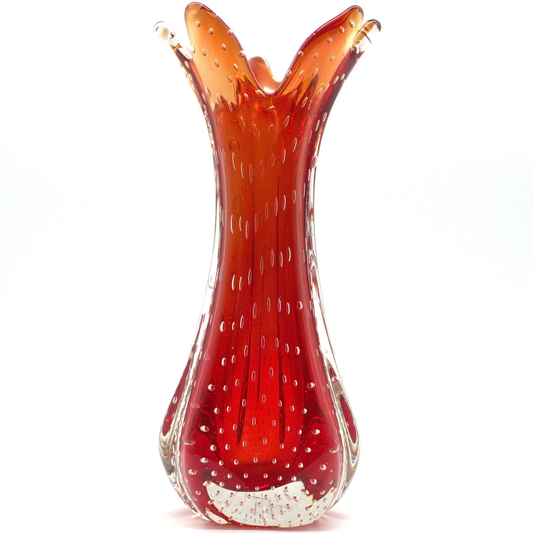 ARCHIMEDE SEGUSO. MURANO DESIGNERVASE, MEHRFACHES STUDIOGLAS, SOMMERSO UND BULLICANTE, ITALIEN, UM 1960. — Art glass — Kunst- und Auktionshaus Kleinhenz