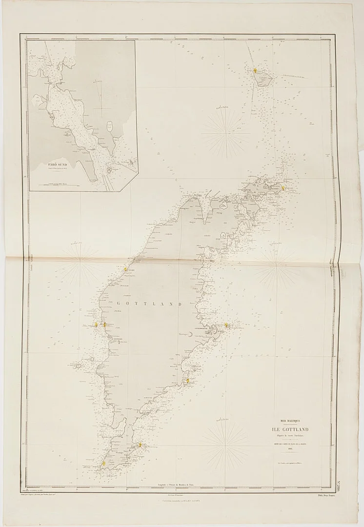 GOTLAND OCH ÖLAND, 2 SJÖKORT FRÅN DEPOT DE LA MARINE. — Maps — Stockholms Auktionsverk Magasin 5
