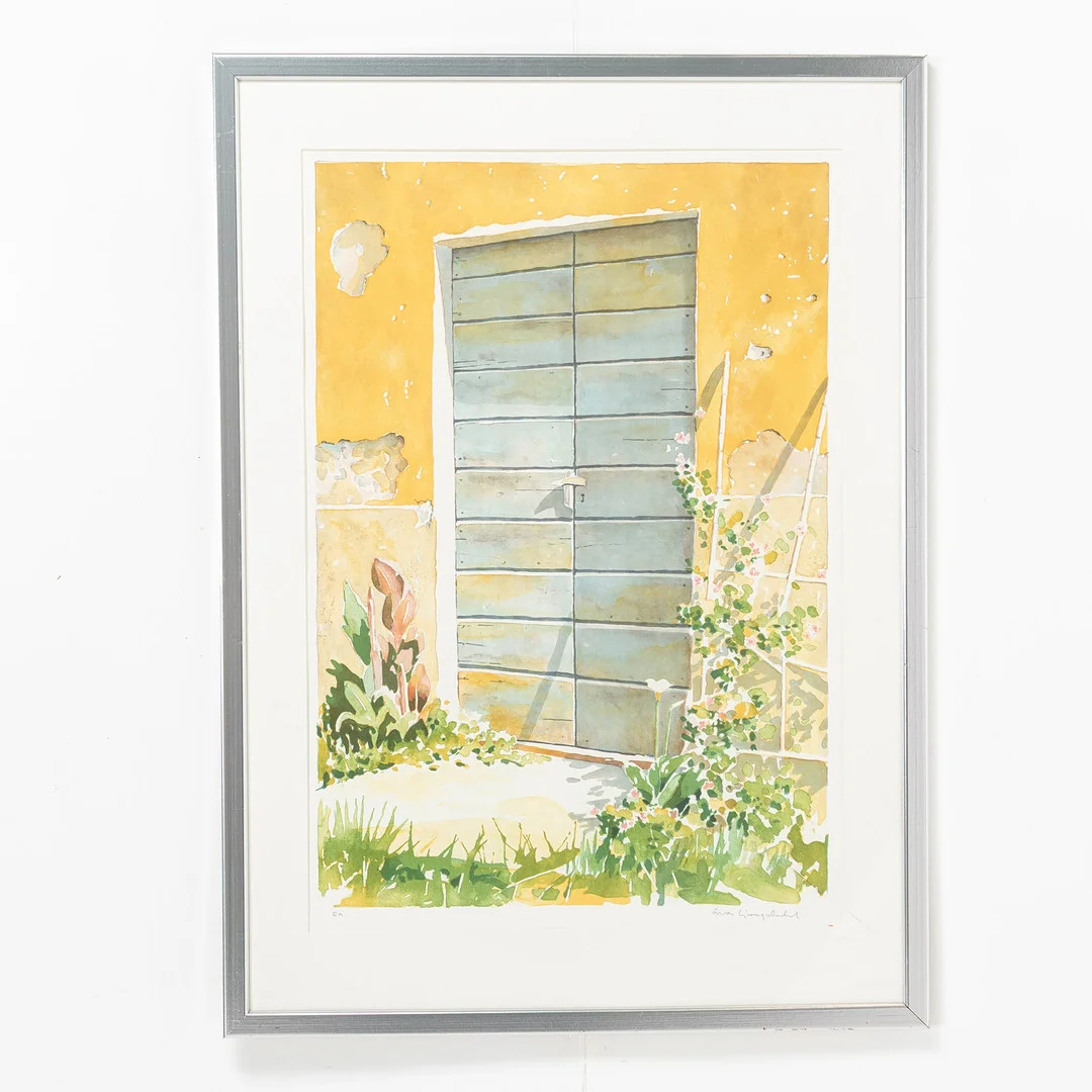 EVA LJUNGDAHL. Färglitografi, "Dörren", signerad. — Engravings & Prints — Handelslagret Auktionsservice
