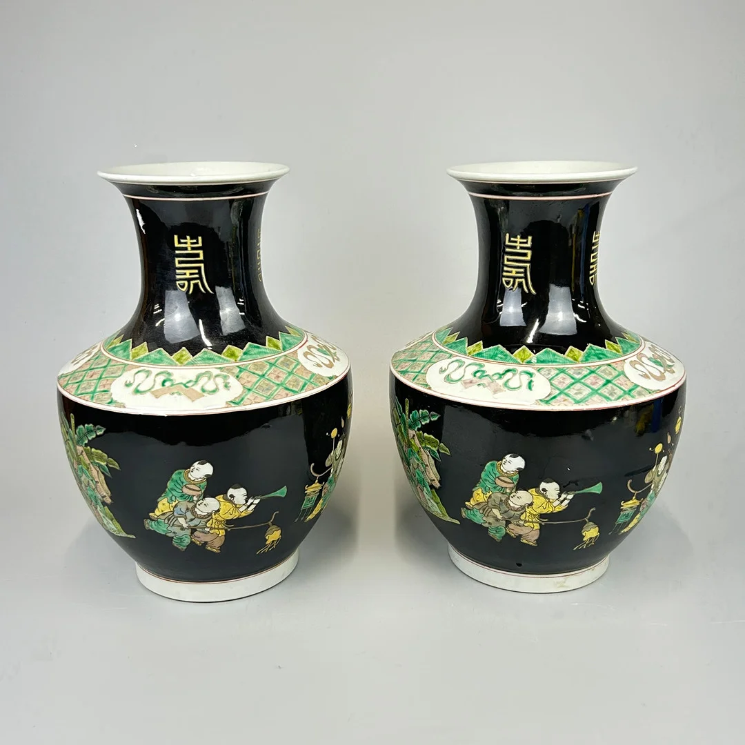 CHINESE FAMILLE NOIR VASES. — Ceramics & Porcelain — Chalkwell Auctions
