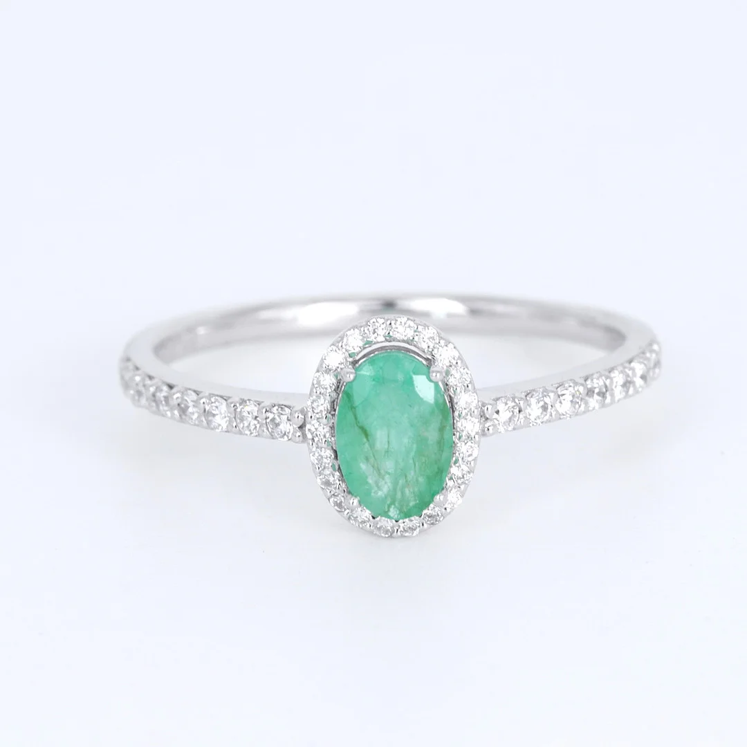 PLATINUM EMERALD AND DIAMOND RING. — Rings — Chalkwell Auctions