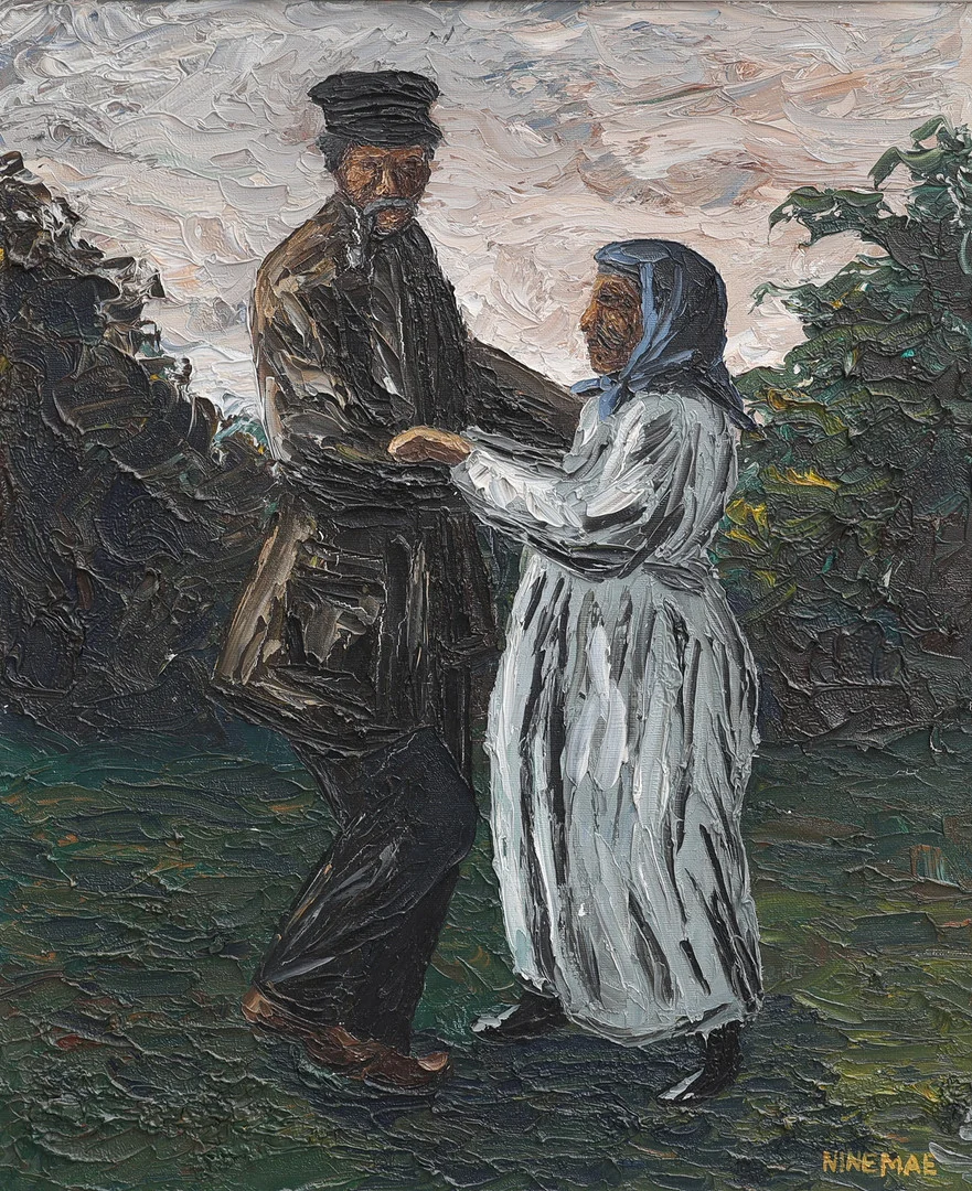 BORIS NINEMAE. OLJA PÅ DUK, "KÄRLEKEN TILLHÖR ÄVEN DE GAMLA", SIGNERAD. — Paintings — Crafoord Auktioner Lund