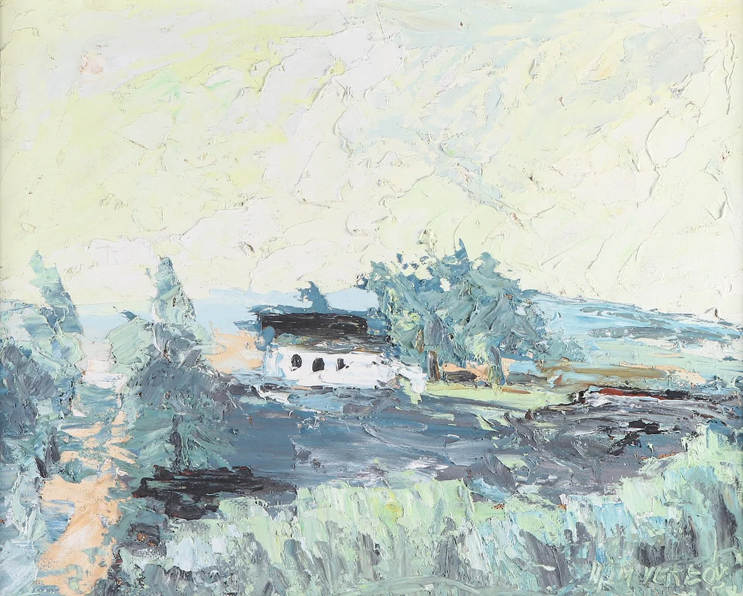 ANTAL VERBOY. Oljemålning på pannå. Landskap. Signerad. — Paintings — Skånes Auktionsverk