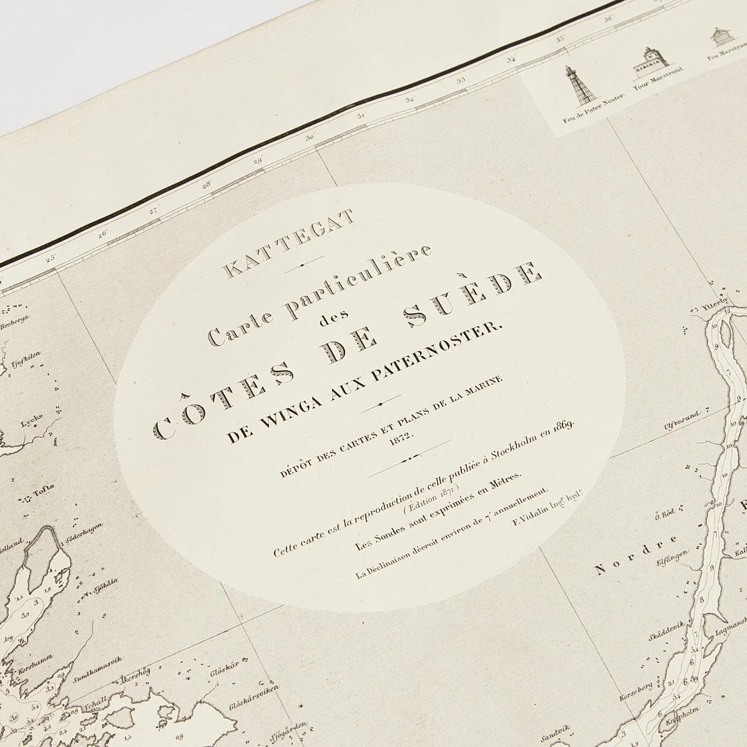 GÖTEBORGS SKÄRGÅRD M.M. 5 SJÖKORT FRÅN DEPOT DE LA MARINE, 1860-70, bl.a. Vinga, Paternoster. — Maps — Stockholms Auktionsverk Magasin 5