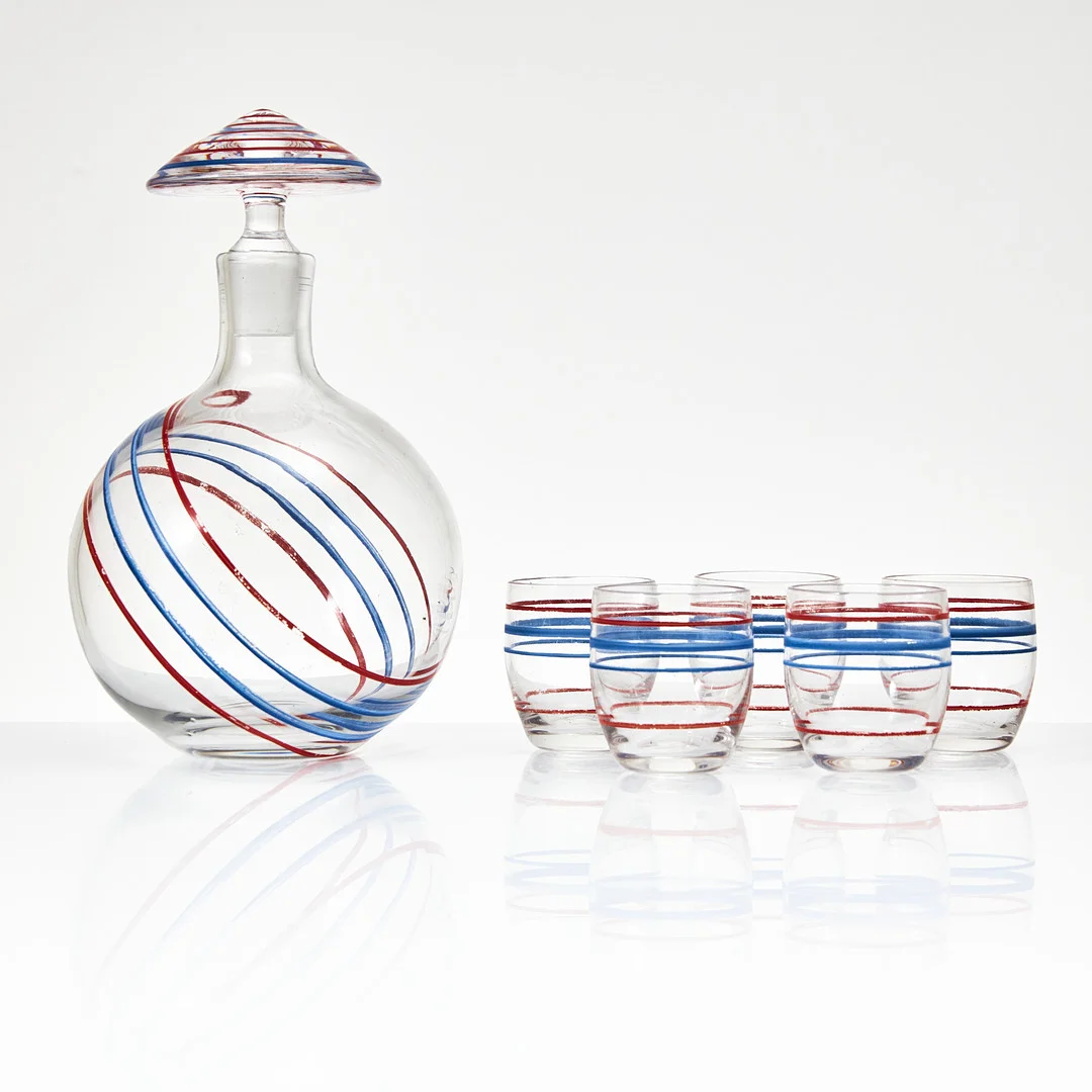 NUBBESET, 6 delar, 1940/50-tal. — Utility glass — Stockholms Auktionsverk Magasin 5
