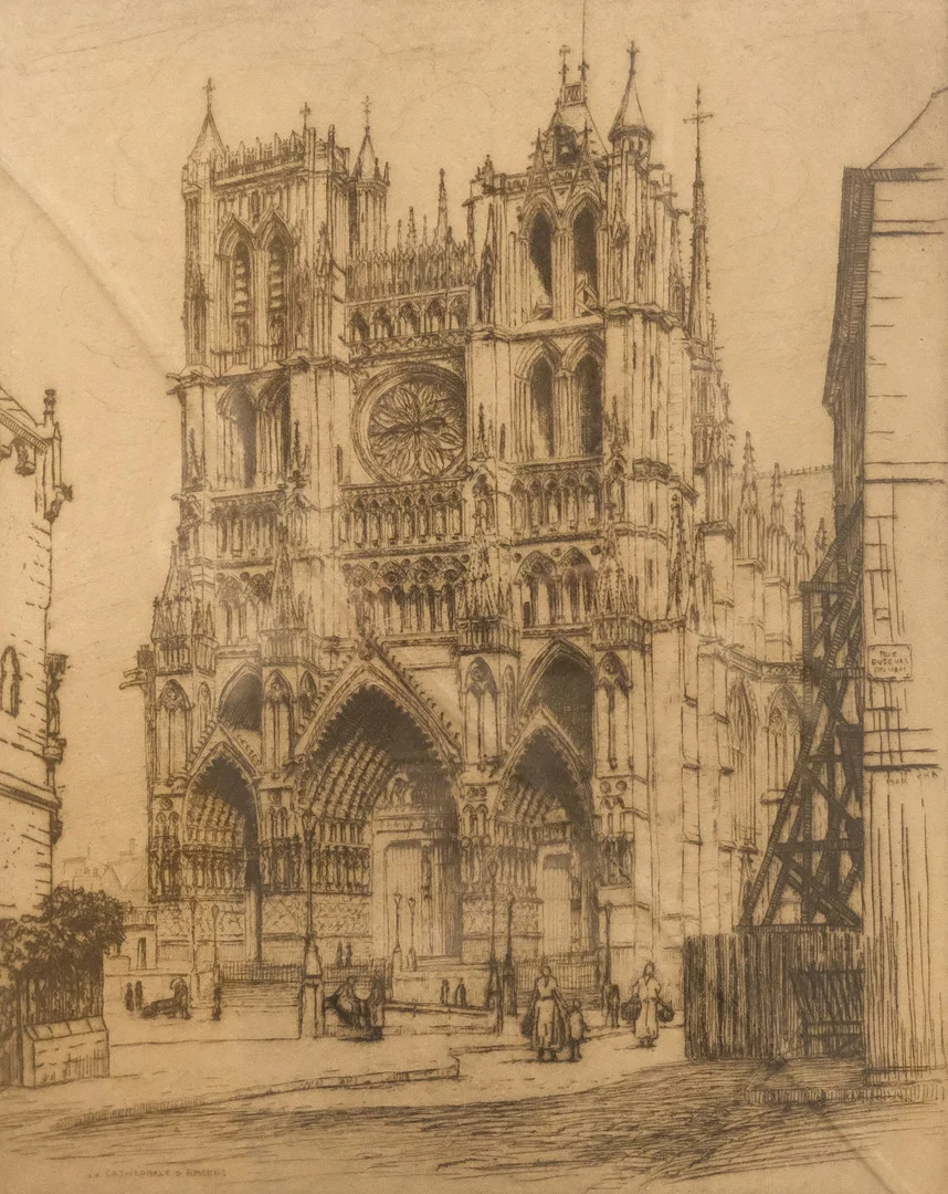 CAROLINE HELENA ARMINGTON. "LA CATHEDRALE D' AMIENS", ETSNING. — Engravings & Prints — Björnssons Auktionskammare