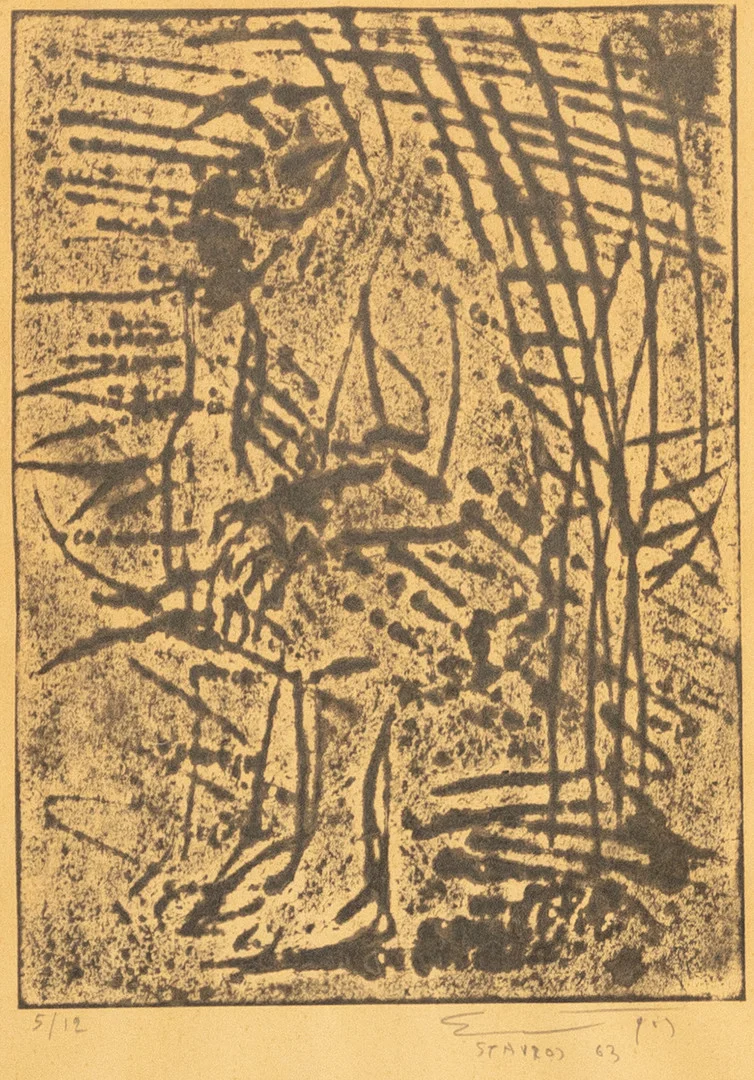 STAVROS PAPASSAVAS. träsnitt, signerad, numrerad 5/12. — Engravings & Prints — Karljohan Auktioner