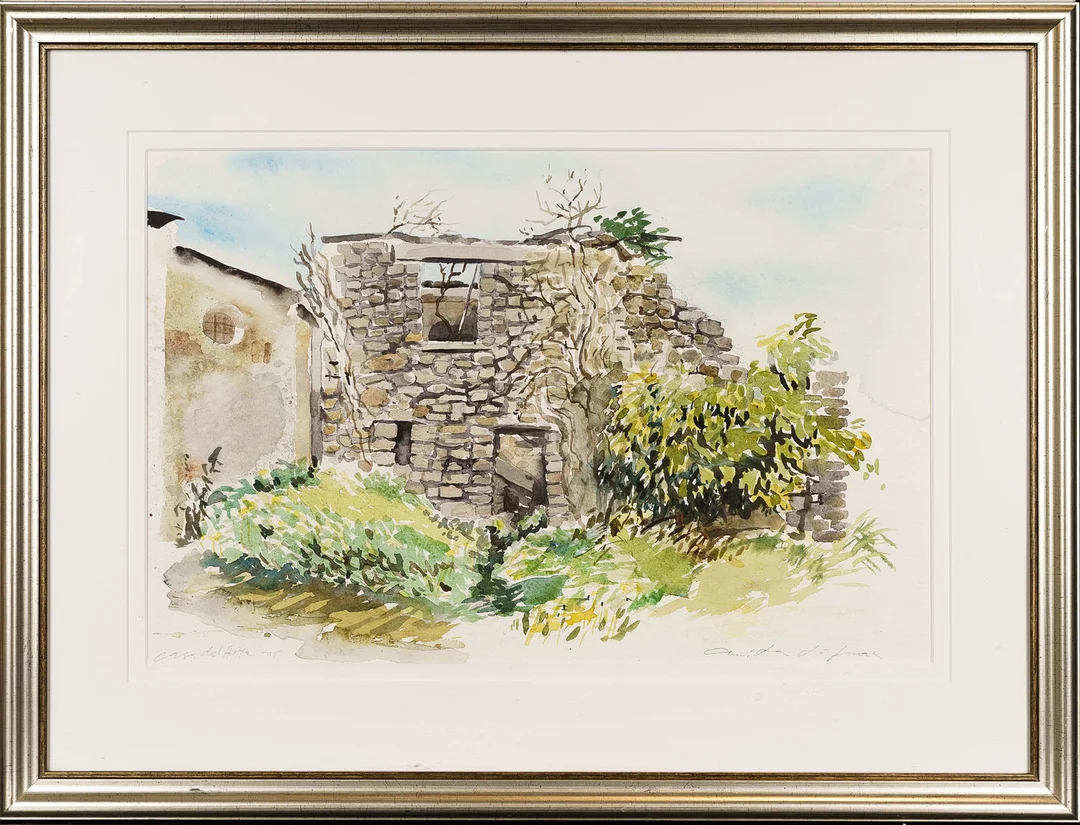 ANITA LÖFMAN. Akvarell på papper, "Casa del Arte", Signerad, 2005. — Paintings — Norrlands Auktionsverk