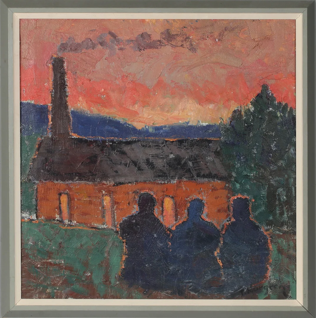 TORSTEN NORGREN. "Sommarmorgon, vid gamla smedjan Matfors", olja på duk, signerad. — Paintings — Stadsauktion Sundsvall
