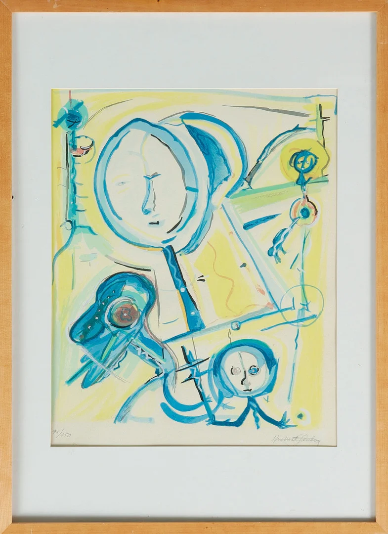 HERBERT GENTRY. Figurkomposition, Färglitografi, signerad och numrerad 98/150. — Engravings & Prints — Göteborgs Auktionsverk