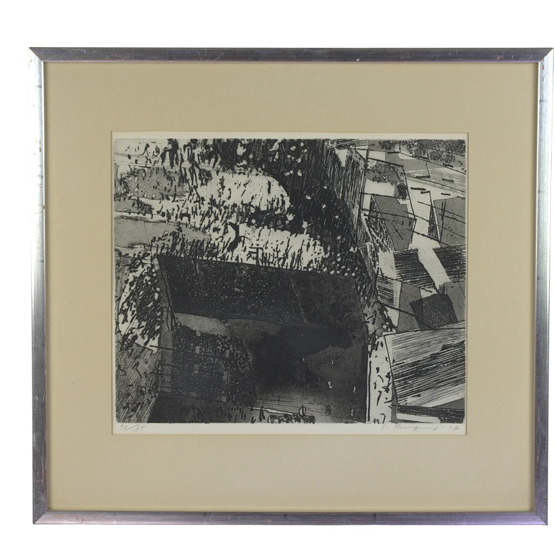 TORSTEN RENQVIST. Etsning 30/65, komposition, signerad -57. — Engravings & Prints — Höganäs Auktionsverk