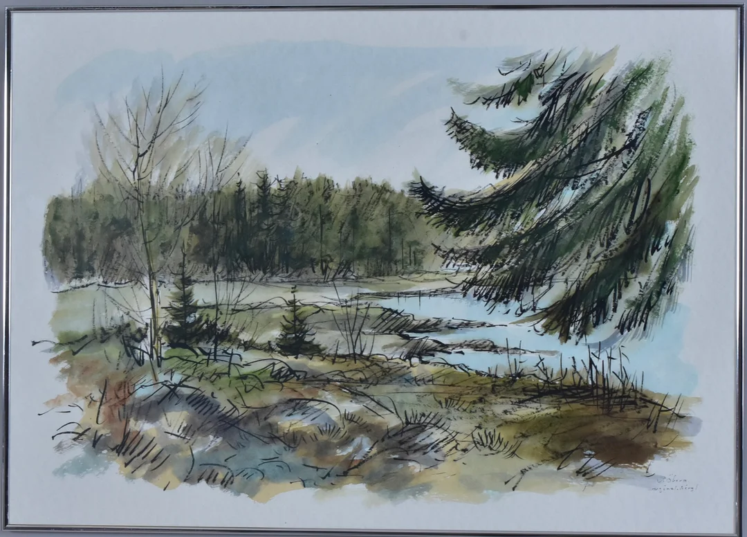 VALDEMAR ÖBERG. Akryl på papper. — Paintings — Halmstads Auktionskammare
