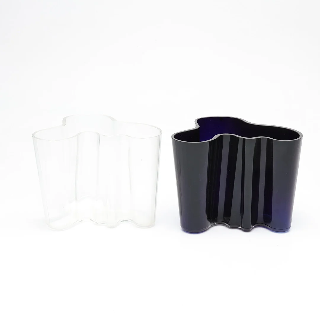 ALVAR AALTO. vaser, 2 st, glas, Savoy, Iittala. — Art glass — Gomér & Andersson Linköping